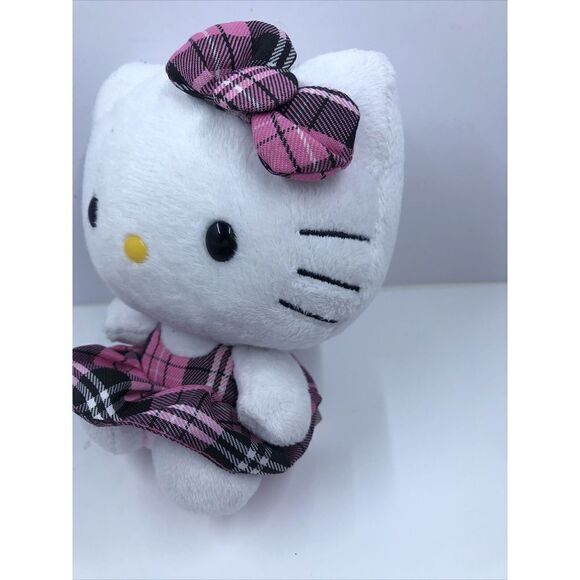 Ty Hello Kitty Plush 6” Stuffed Animal Pink Plaid Bow Dress Soft Toy By Sanrio - Picture 7 of 13